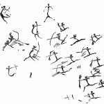 Spanish Levantine rock art from Les Dogues (Ares del Maestre, Castellón) showing a possible war scene (Porcar, 1953). Reproduced by permission of Museu de Prehistòria de València.